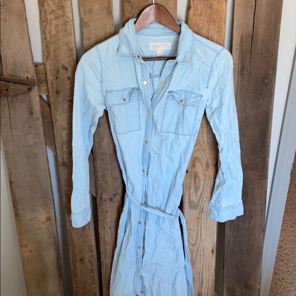 Michael Kors Denim Button Down Maxi Dress w/ belt